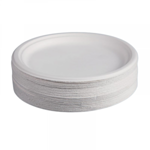 Ümmargused Bagasse taldrikud - 26,1 cm - Komplekt 50 - FourniResto