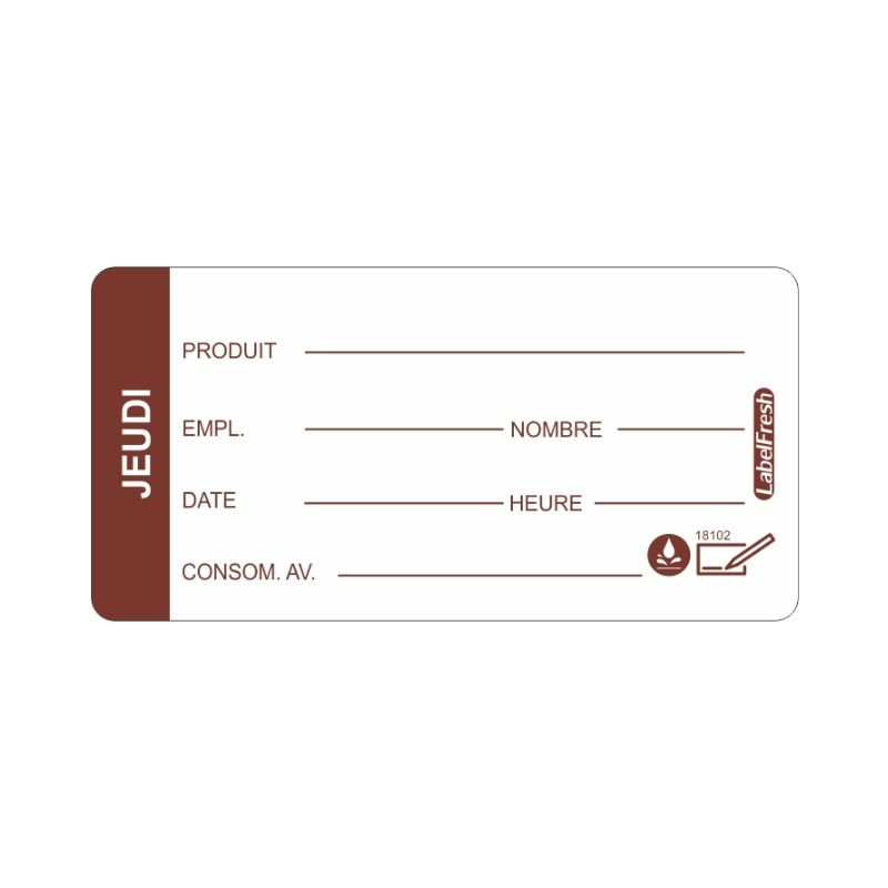 Jälgitavuse silt LabelFresh Soluble Pro - Neljapäev - 60 x 30 mm - Partii 250 - LabelFresh Jälgitavuse silt LabelFresh Soluble Pro - Neljapäev - 60 x 30 mm - Partii 250 - LabelFresh