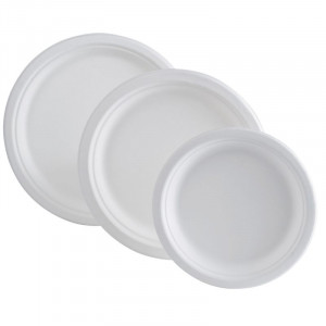 Ümmargune Bagasse taldrik - 180 mm - Komplekt 50 - FourniResto