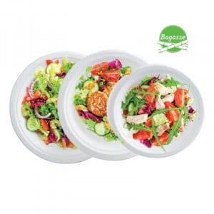 Ümmargune Bagasse taldrik - 180 mm - Komplekt 50 - FourniResto