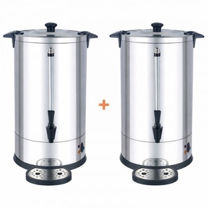 Pack of 2 Professional Coffee Percolators 14 L with Permanent Filter - 100 Cups - Dynasteel