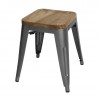Hallid metallist madalad bistroo taburetid puidust istmega - Komplekt 4 - Bolero