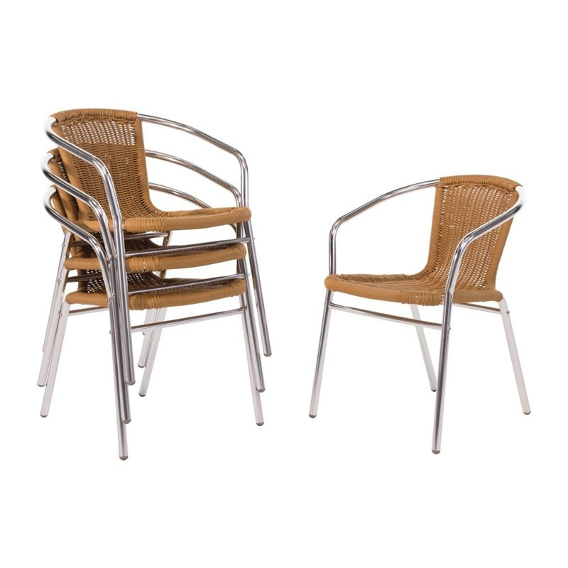 Rattan and Aluminum Armchairs - Set of 2 - Refurbished Rattan and Aluminum Armchairs - Set of 2 - Refurbished