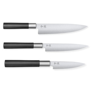 3 Wasabi Black noa komplekt - professionaalne lõikamineKai Wasabi Black noad - Jaapani täpsus
