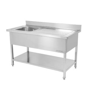 Roostevaba terasest valamu 1 kauss 1200x600 mm, parempoolne nõudekuivatus, tagasein