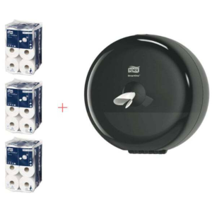 Starter Pack Mini tualettpaberi jagaja SmartOne must ja tualettpaberi rull Advanced