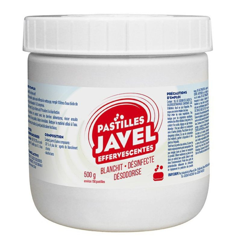 Javel Pastilles Effervescentes x150 - Puissant désinfectant et désodorisant pour cuisine professionnelle Javel Pastilles Effervescentes x150 - Puissant désinfectant et désodorisant pour cuisine professionnelle