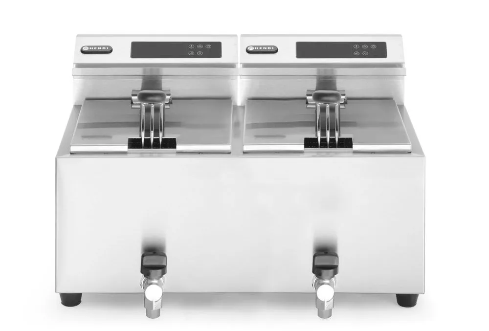 Professionaalne digitaalse juhtimisega fritüür koos tühjenduskraaniga - 2 x 8 L