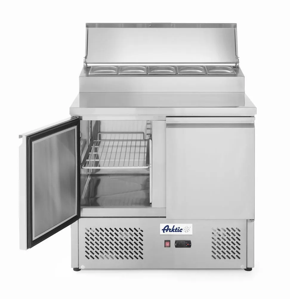 Pizza või salatite ettevalmistuslett koos jahutatud vitriiniga - 300 L - 5 GN 1/6 anumat