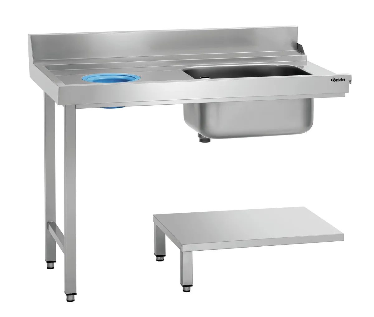 Sorteerimislaud 1 prügikasti ja 1 tühja auguga - Vasak - L 1200 x P 720 mm
