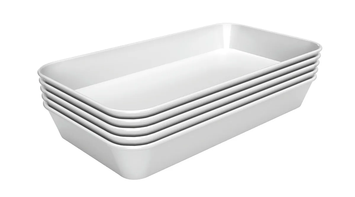 Esitlusvaagen melamiin valge 160 x 290 x 35 mm - komplekt 5 tk