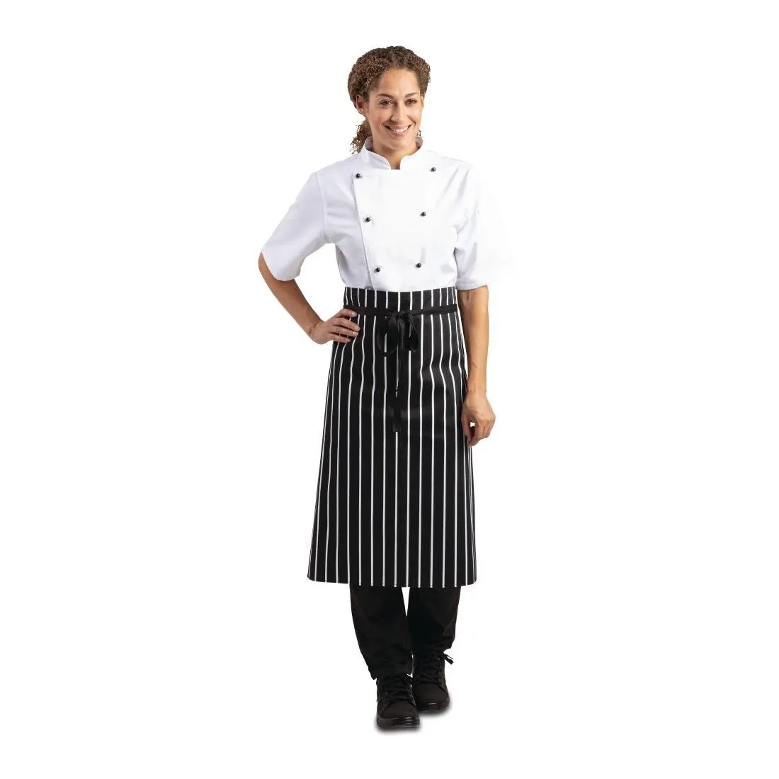 Köögiapron triibuline valge ja must - 760 x 970 mm