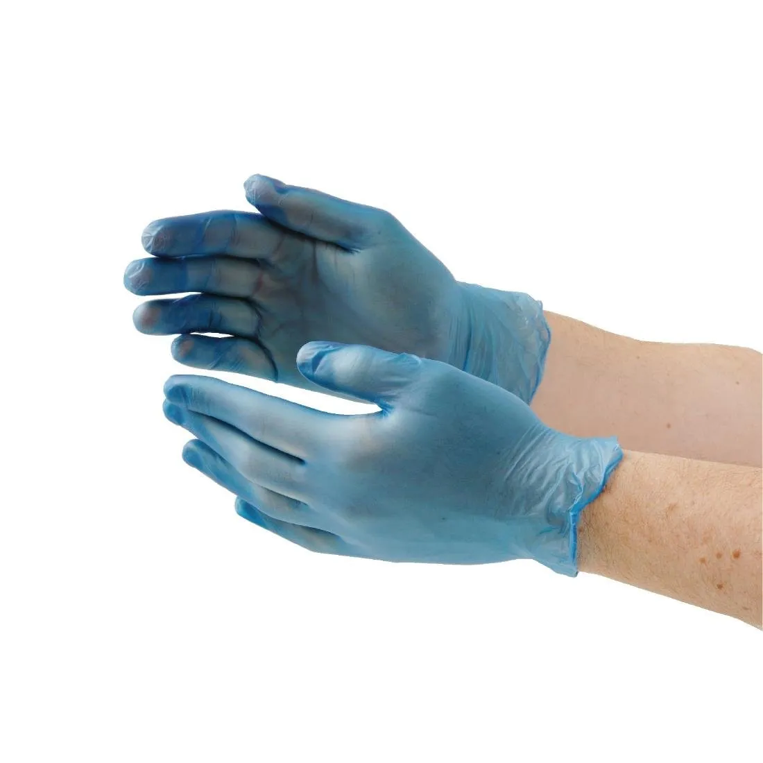 Vinüültoitlustuskinnaste puhul pole pulbrit, sinised, suurus S - 100 tk komplekt