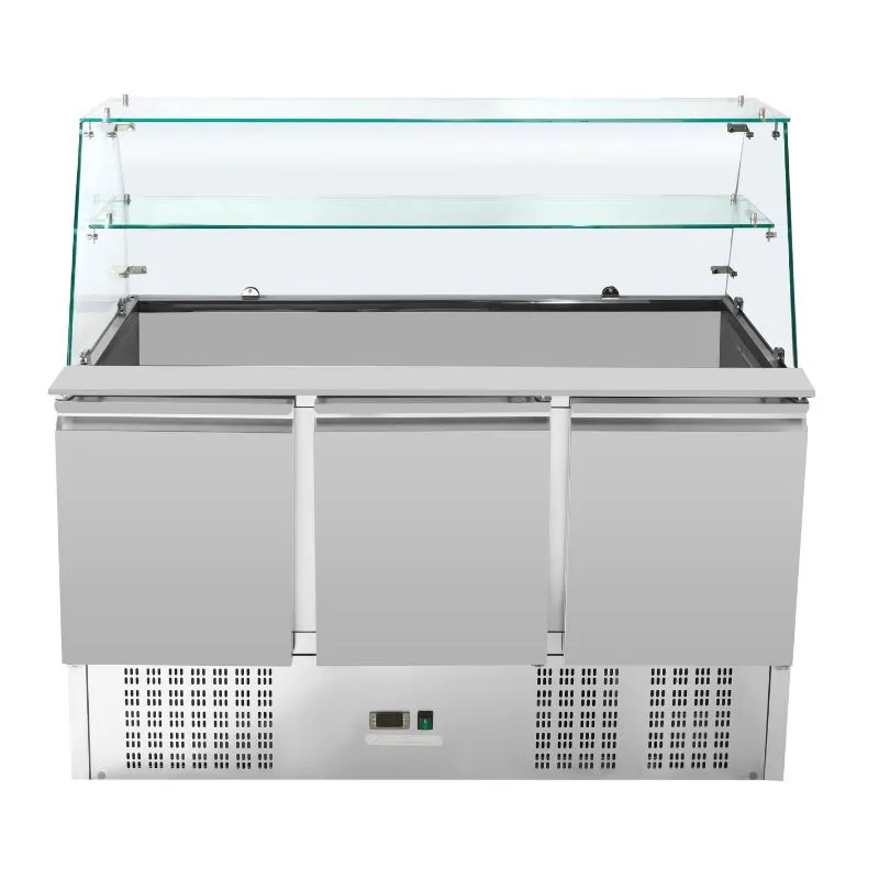 Saladett 3 uksega 368 L, klaasvitriin, GN 1/1 mahutid, 0/+10 °C, roostevaba teras, staatiline jahutus