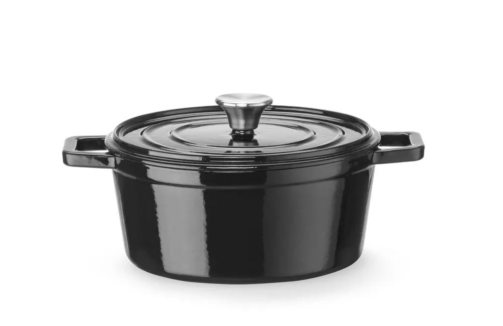 Ümmargune must emailitud malmpott - 3,7 L