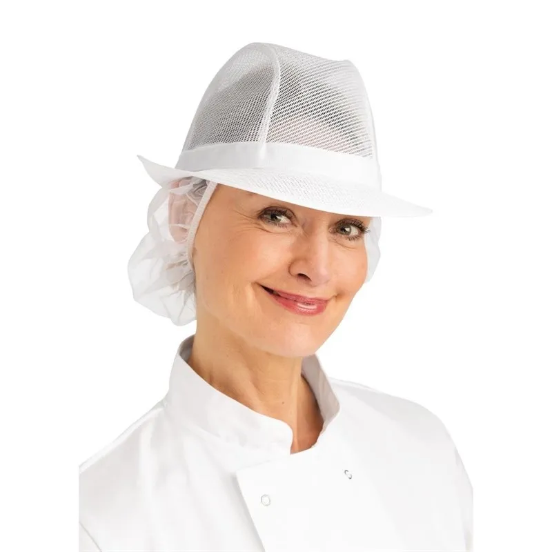 Valge Trilby müts võrguga - Suurus L