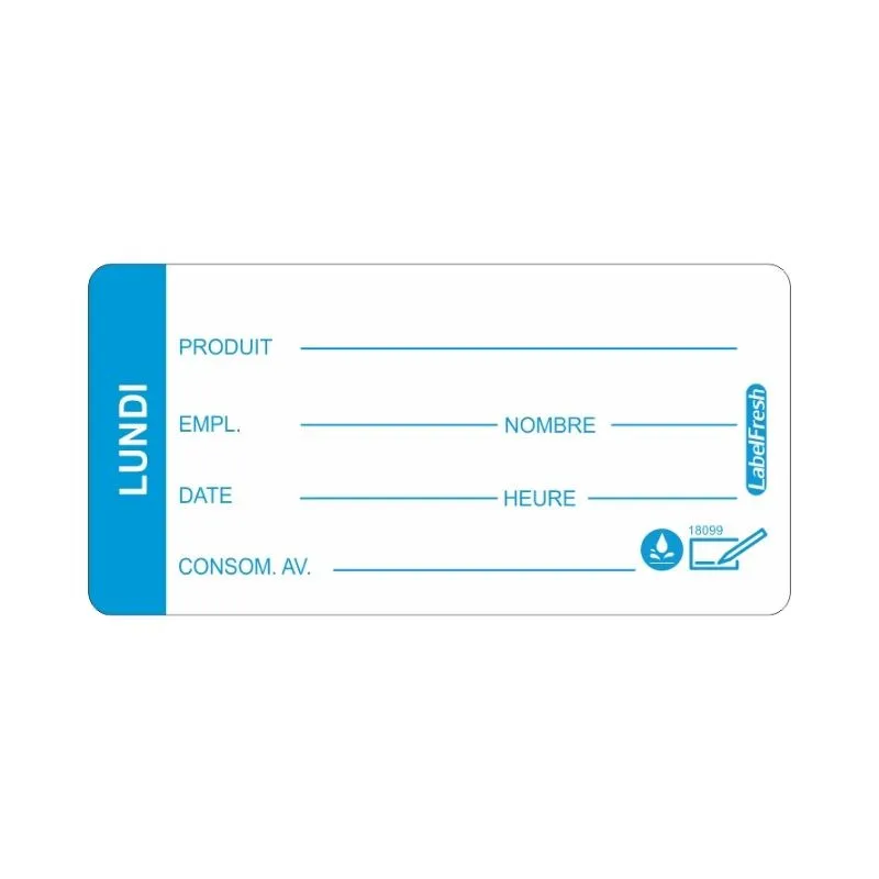 Jälitamise silt LabelFresh Soluble Pro - Esmaspäev - 60 x 30 mm - 250 tk komplekt