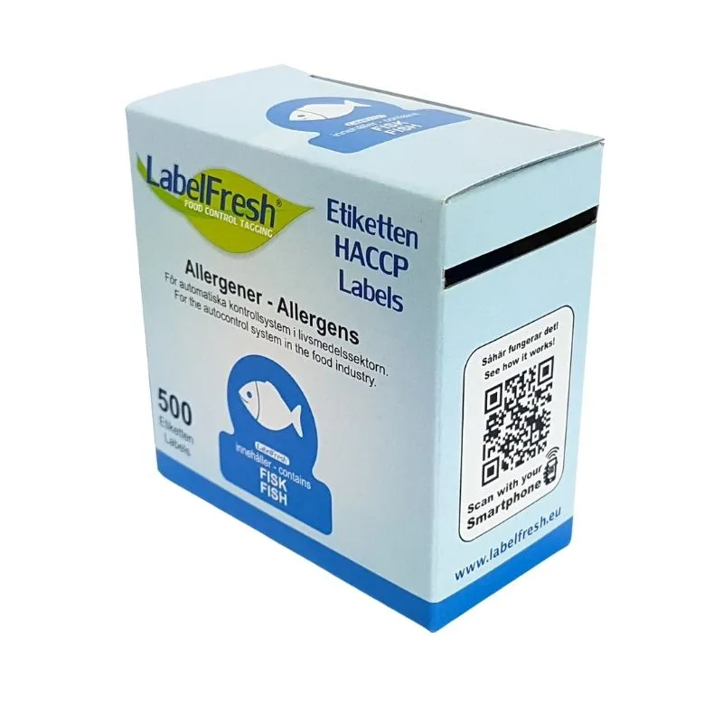 LabelFresh allergiaarimärgised – Kala – 70 × 45 mm – 500 tk