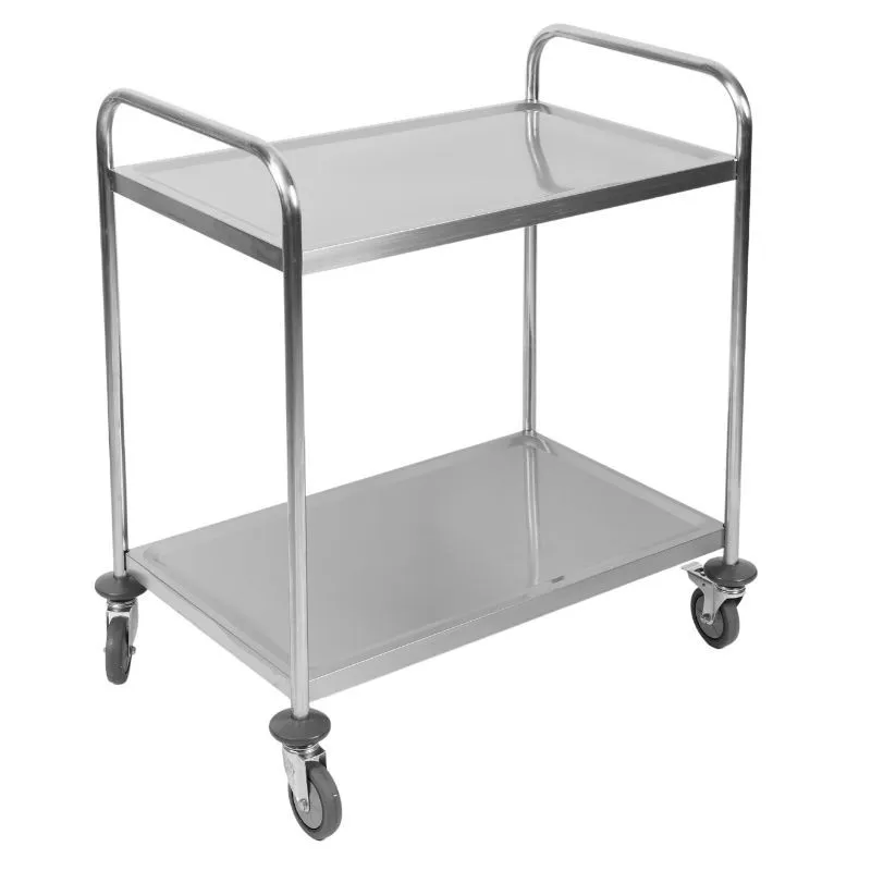 Roostevabast terasest teeninduskäru 2 riiulit 860 x 540 x 950 mm, kandevõime 70 kg, 4 ratast, toitlustus CHR