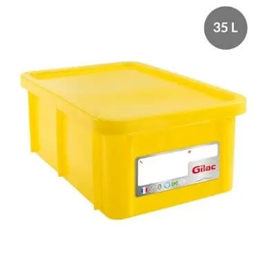 Ristkülikukujuline anum 35 L + kollane kaas HACCP