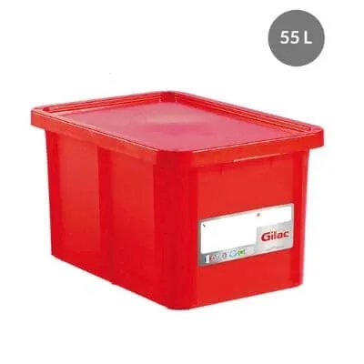 Ristkülikukujuline Anum 55 L + Punane Kaas HACCP